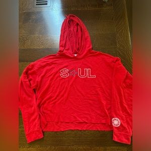 Soul cycle red cropped hoodie